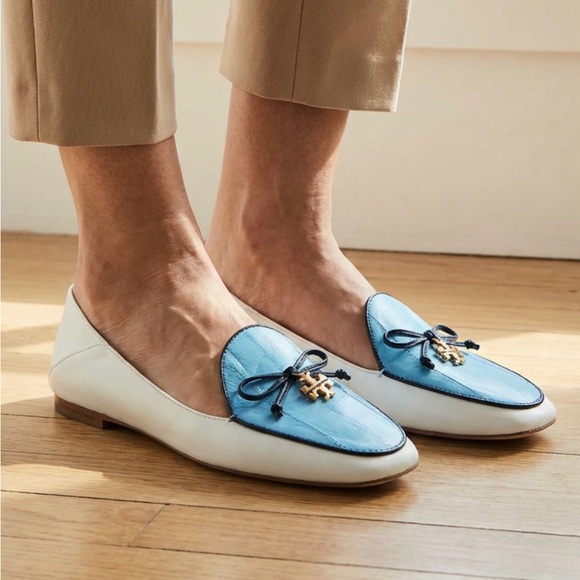 Tory Burch Shoes - Tory Burch Elegant Blue and White leather Loafers
